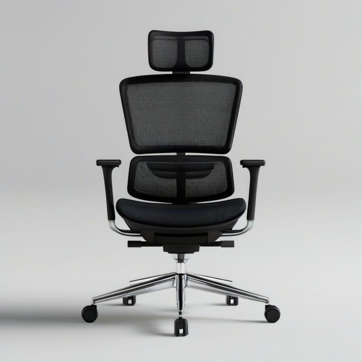 Ergonomiczny fotel obrotowy z regulowanym zagłówkiem 66 x 66 x 120–128 cm Czarny/Srebrny