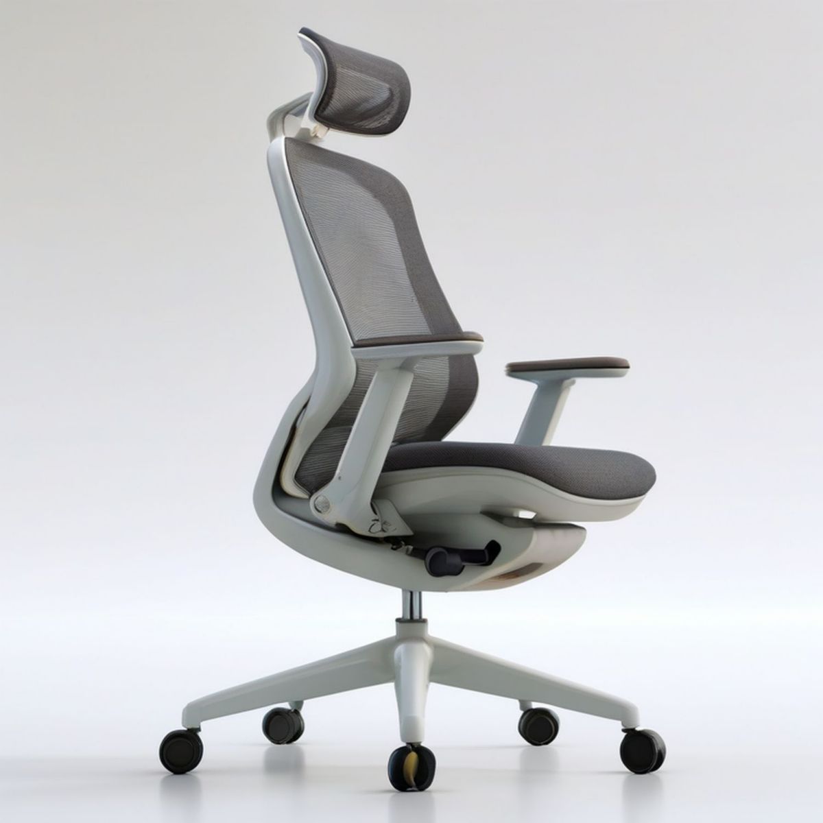 Ergonomiczne krzesło biurowe obrotowe z zagłówkiem szare/czarne 66 x 66 x 118–128 cm