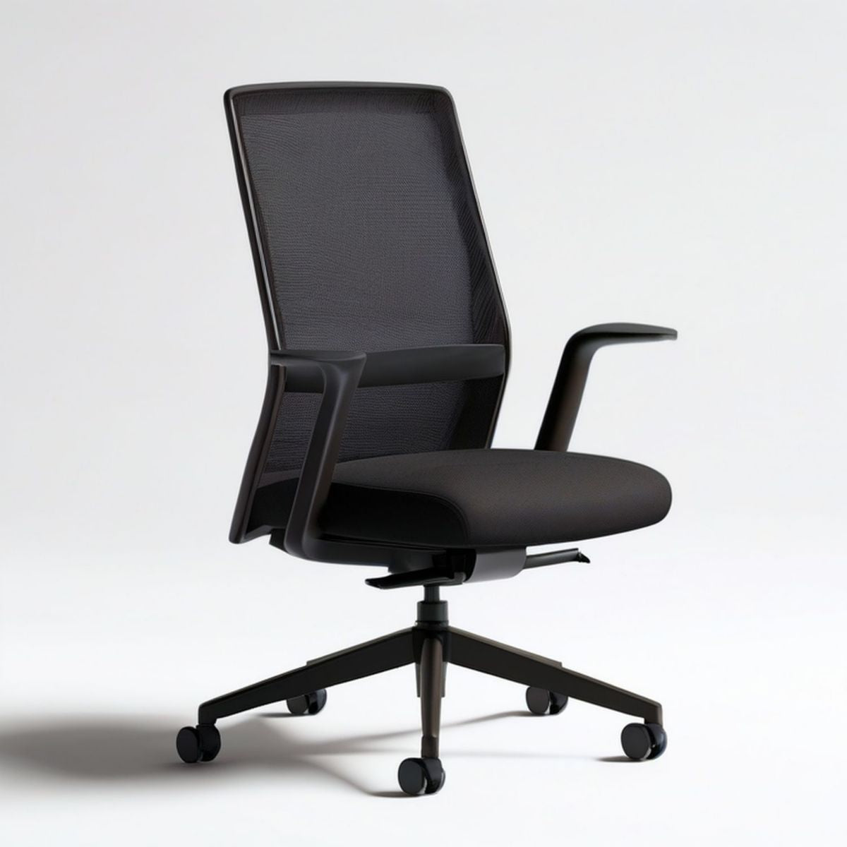 Ergonomiczne czarne krzesło obrotowe z siatkowym oparciem, regulacją wysokości, 62 x 62 x 116–126 cm