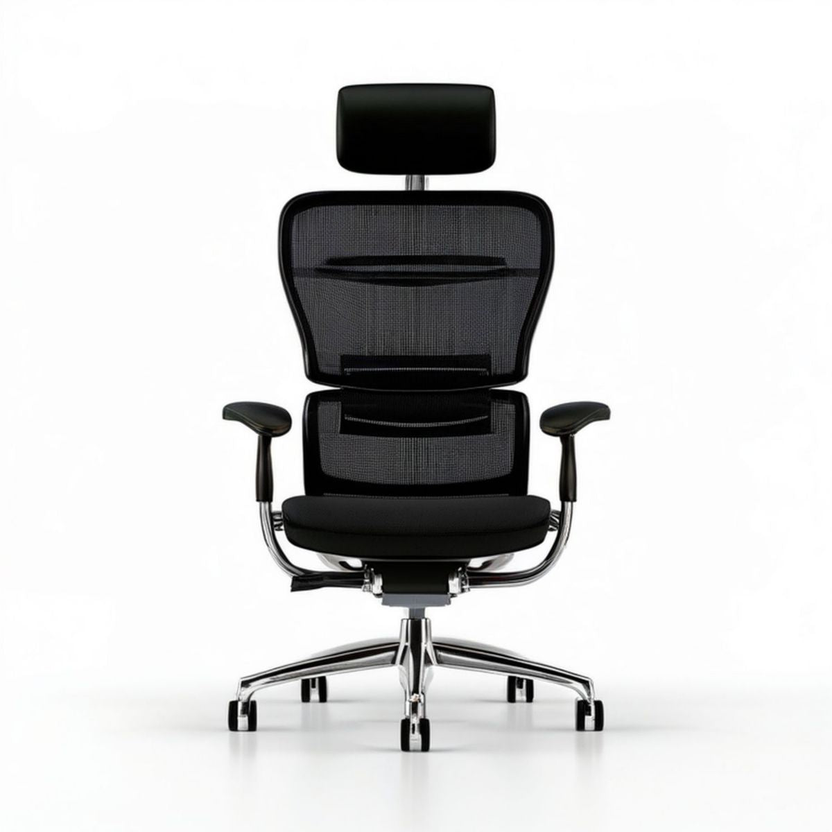 Ergonomiczny fotel obrotowy z zagłówkiem czarny/srebrny 65 x 65 x 117-127 cm