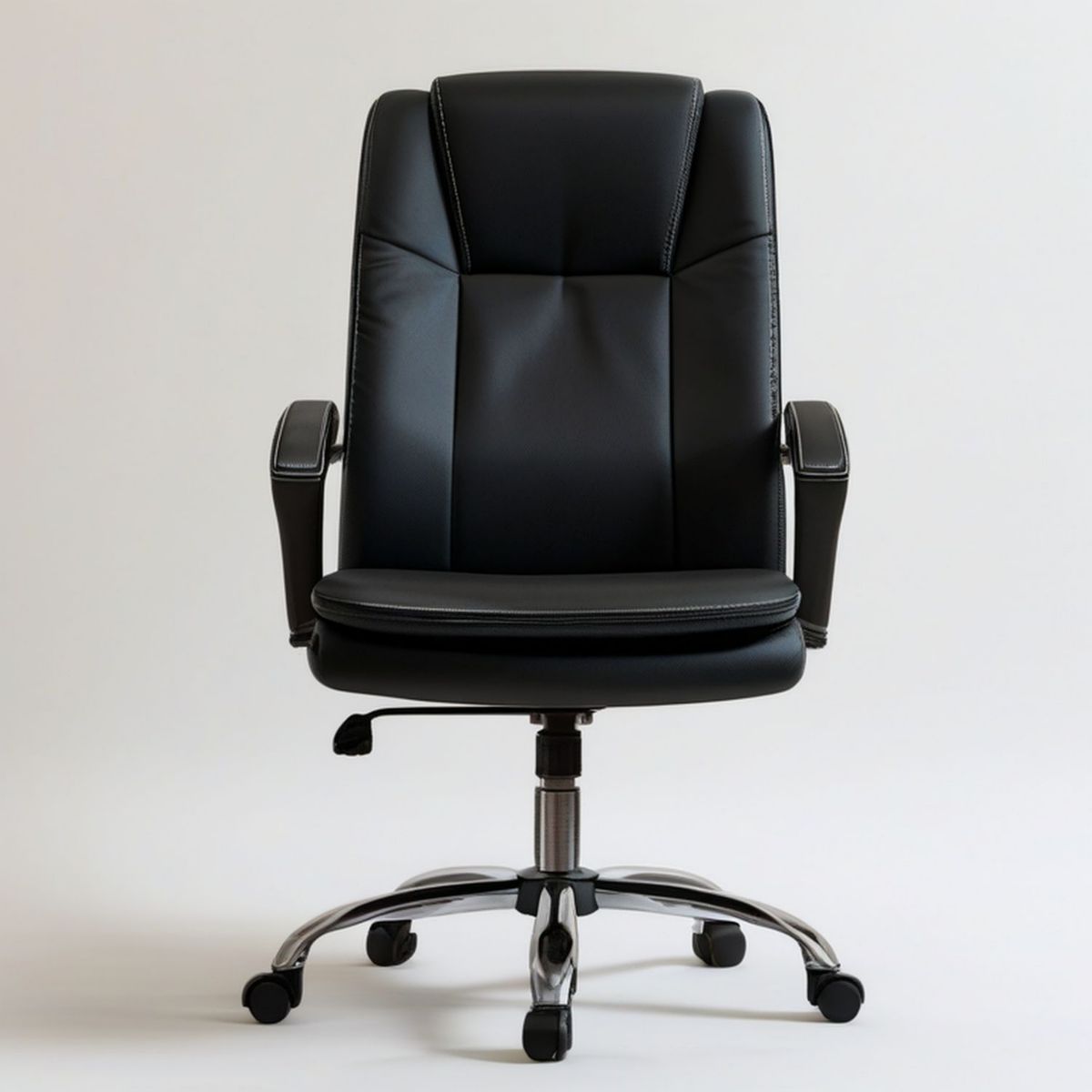 Czarny fotel biurowy obrotowy ze skóry syntetycznej PU, 66 x 66 x 112–122 cm
