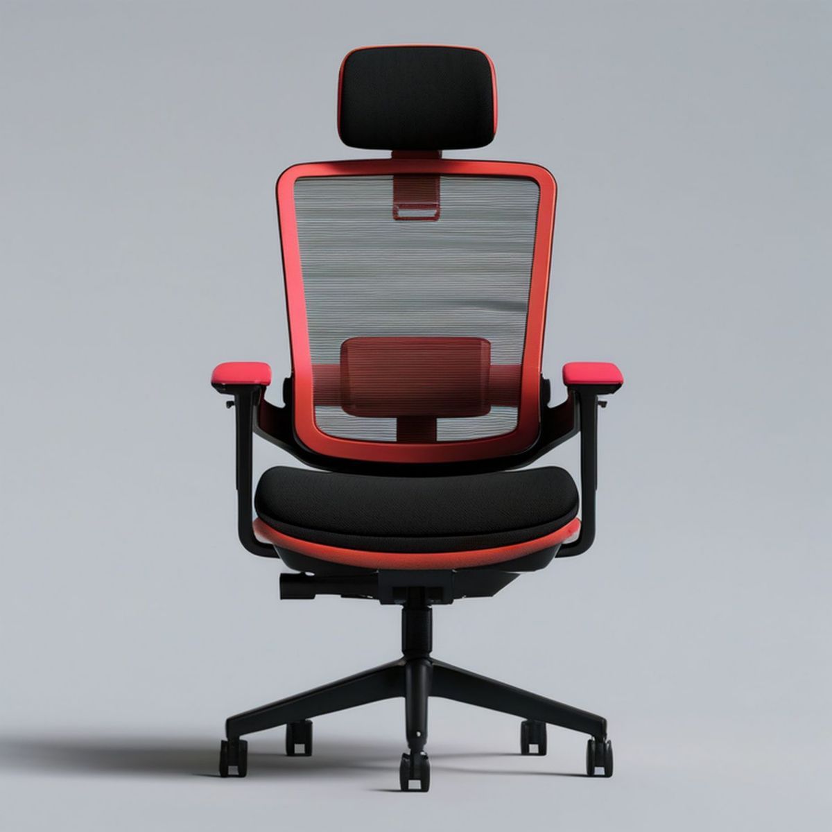 Ergonomiczny fotel biurowy obrotowy z zagłówkiem Czarny/Czerwony 66 x 66 x 118–128 cm